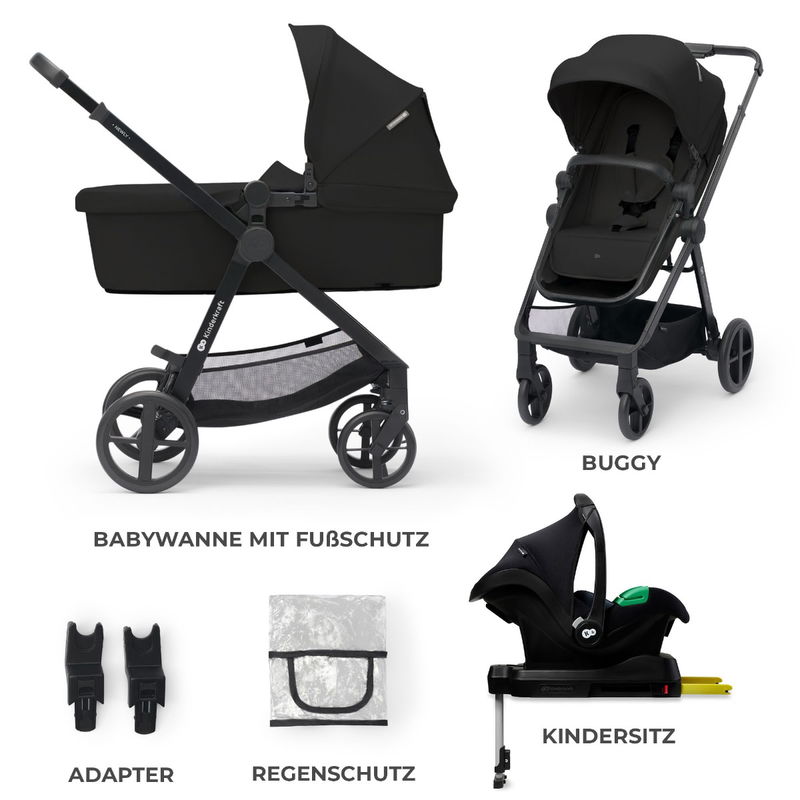 babyonlineshop Kinderkraft Kinderwagen 4in1 NEWLY Mink Pro classic black + base Super Rabatt