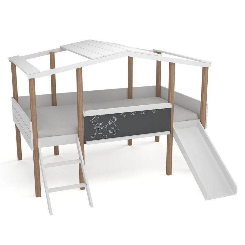 babyonlineshop Nature Kid Cory Hausbett mit Rutsche 90 x 200 weiß zollfrei