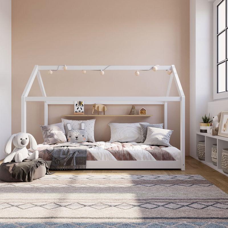 babyonlineshop Artkid Haley Weiß Montessori Hausbett Bodenbett 90x200 inkl. Lattenrost Kiefer Verkauf