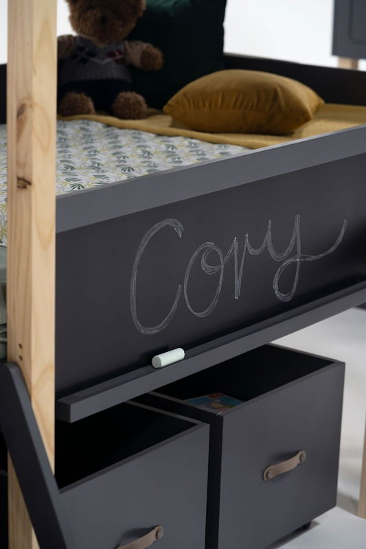 babyonlineshop Nature Kid Cory Hausbett anthrazit mit Rutsche Liegefläche 90 x 200 Fabrikverkauf