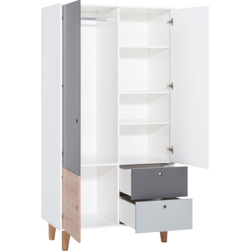 babyonlineshop VOX Concept Baby Kleiderschrank 2-türig oak white/grey/graphite Top Angebot