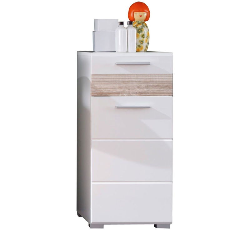 babyonlineshop trendteam Mezzo Standschrank Weiß / Eiche Sägerau Hell VIP-Rabatte