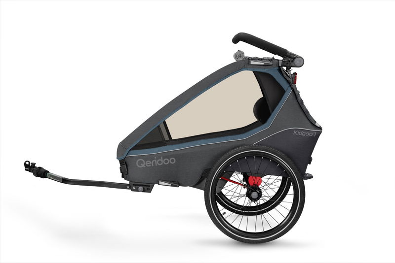 babyonlineshop Qeridoo Kidgoo 1 Fahrradanhänger Navy Blue mit Joggerfunktion 2023 Sonderangebot der Fabrik
