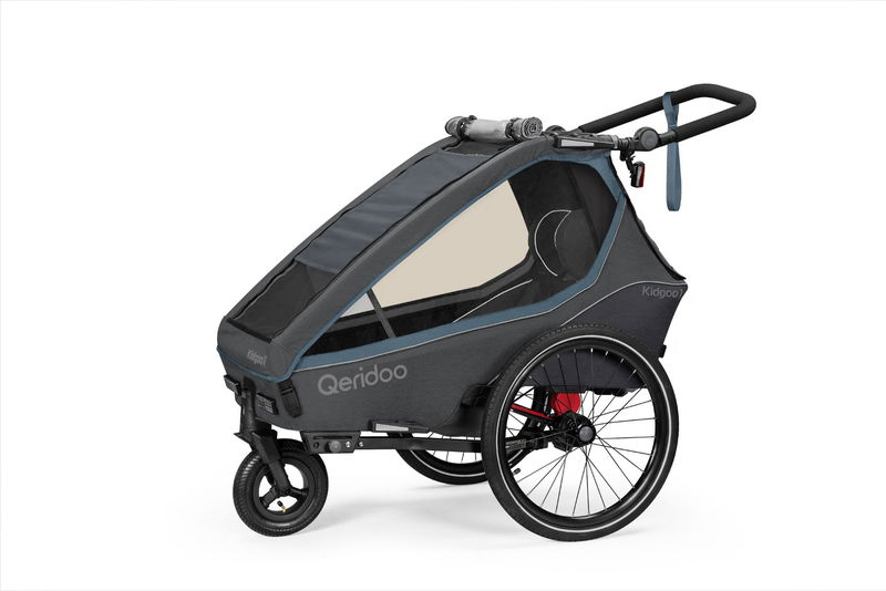 babyonlineshop Qeridoo Kidgoo 1 Fahrradanhänger Navy Blue mit Joggerfunktion 2023 Sonderangebot der Fabrik