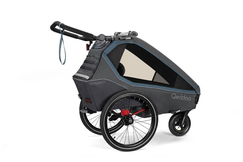 babyonlineshop Qeridoo Kidgoo 1 Fahrradanhänger Navy Blue mit Joggerfunktion 2023 Sonderangebot der Fabrik