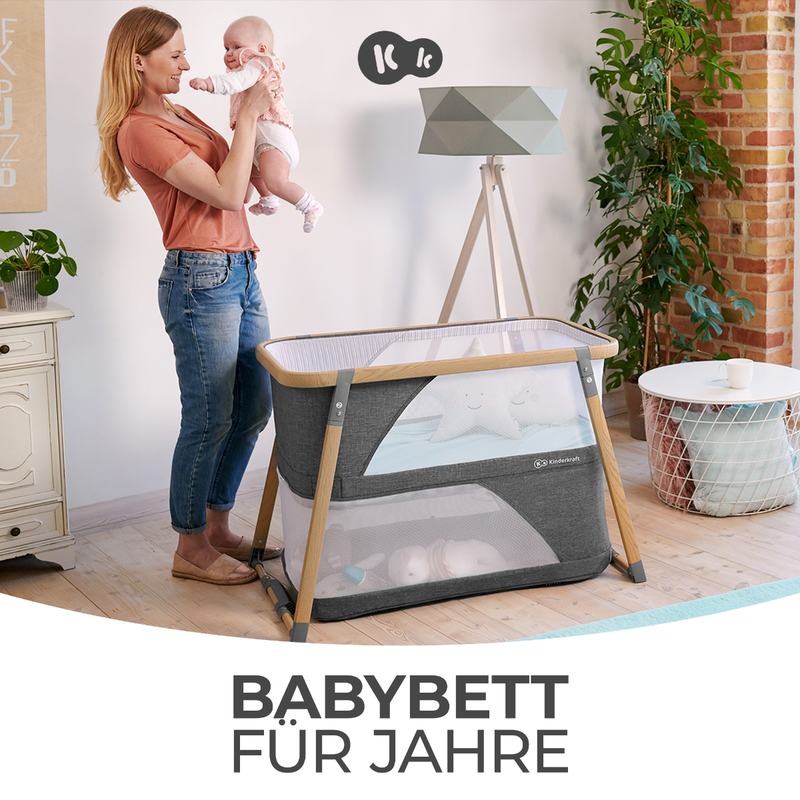 babyonlineshop Kinderkraft Sofi Kinderbett 4in1 – Stubenbett Reisebett Laufgitter Wiege Lagerräumung