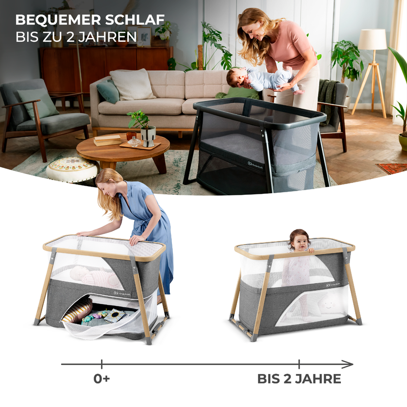 babyonlineshop Kinderkraft Sofi Kinderbett 4in1 – Stubenbett Reisebett Laufgitter Wiege Lagerräumung