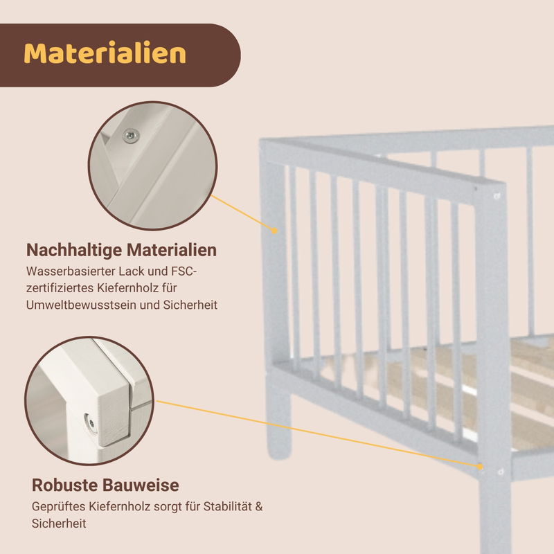 babyonlineshop Artkid Daniel Kinderbett 90 x 160 cm montessori Bodenbett mit Rausfallschutz weiß Kiefer massiv Bestseller