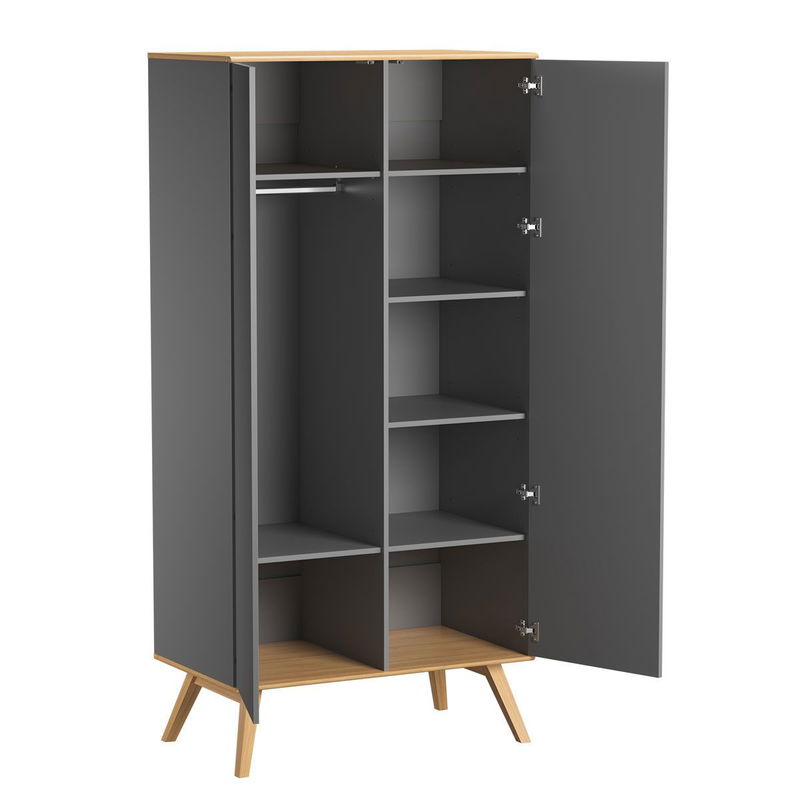 babyonlineshop VOX Nature Kleiderschrank 2-türig grau/eiche Räumungsverkauf