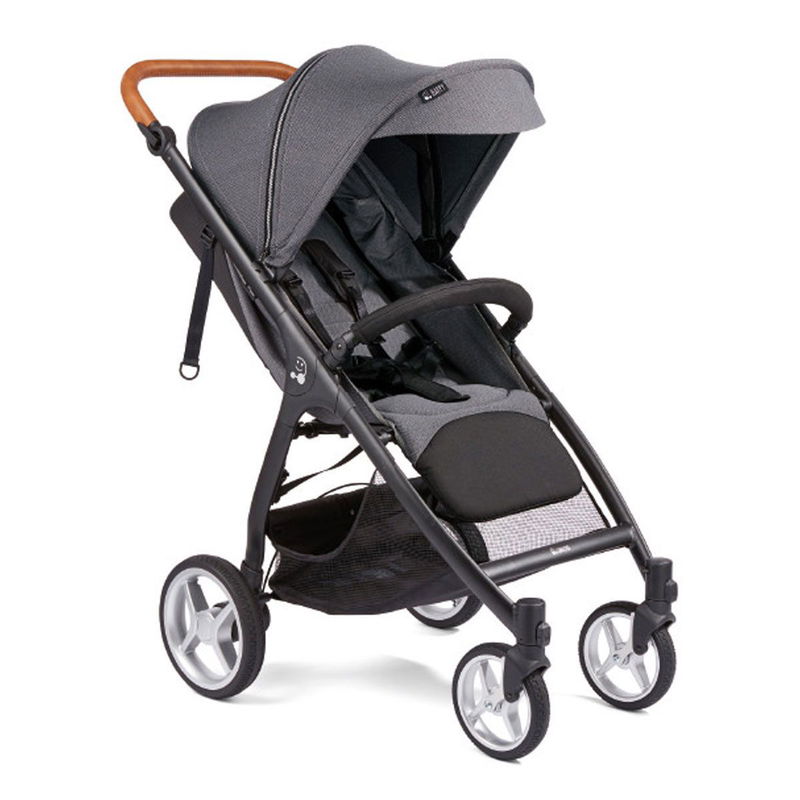 babyonlineshop Gesslein Smiloo Happy+ Buggy steel grey Gestell schwarz mit Cognac Griff Verkauf