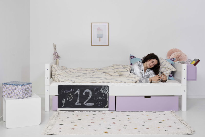 babyonlineshop Manis-h Einzelbett SIF 90x200 cm Pfosten Buche incl. Sicherung Bettkästen & Lattenrost Heißer Verkauf