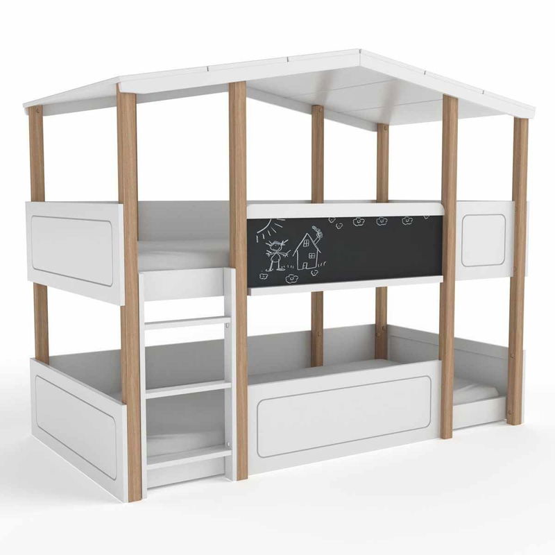 babyonlineshop Nature Kid Cory Etagenbett weiß Kiefer Liegefläche 90 x 200 cm Exklusive Angebote