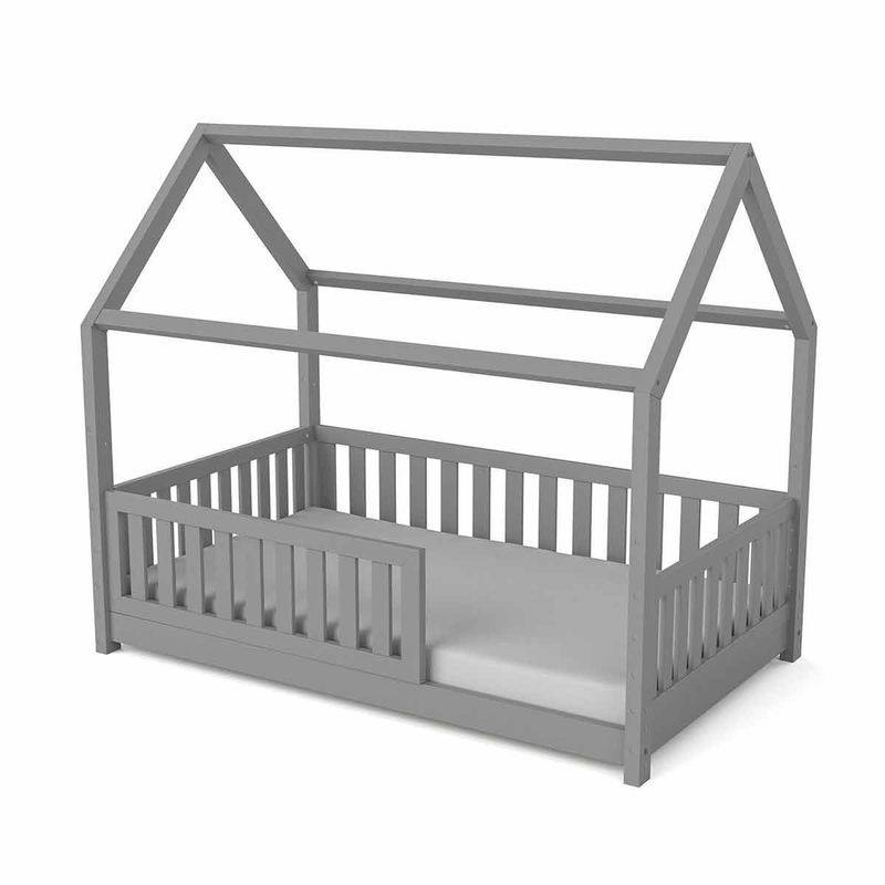 babyonlineshop Nature Kid Lilly Hausbett Kiefer grau lackiert Liegefläche 90 x 160 cm Sonderangebote
