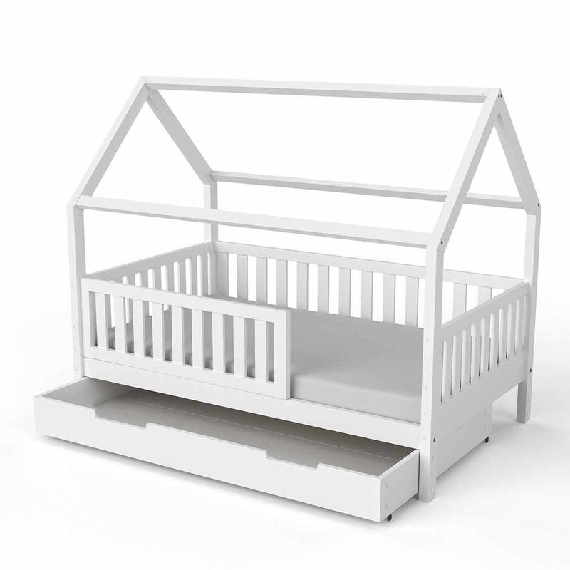 babyonlineshop Nature Kid Lilly Hausbett Kiefer grau lackiert Liegefläche 90 x 160 cm Sonderangebote