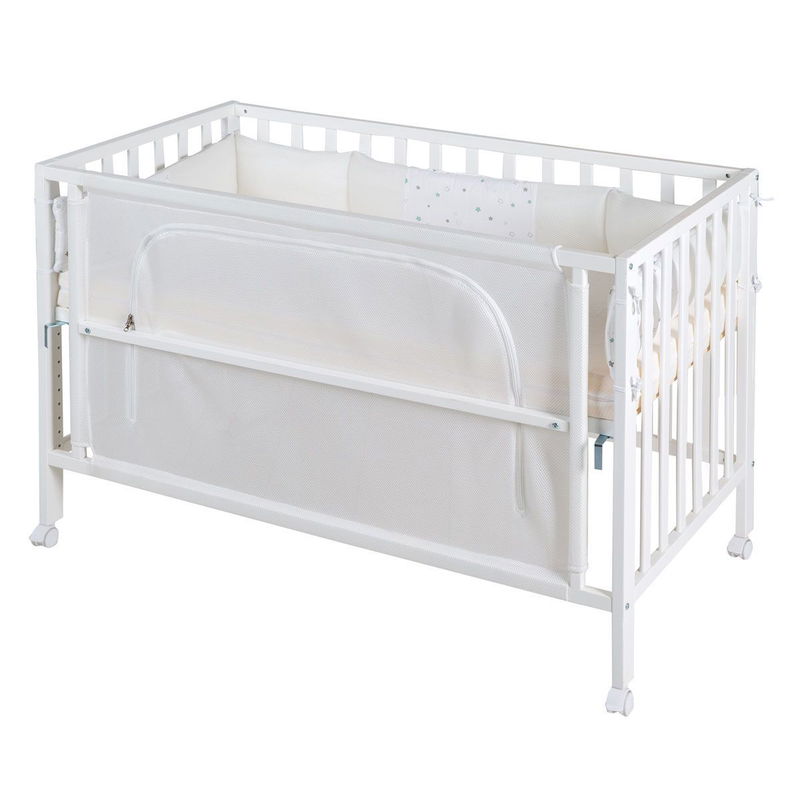 babyonlineshop Roba Room Bed safe asleep® Sternenzauber - Weiß inkl. Nestchen Air Matratze & Schlafsack Easy Air VIP-Rabatte