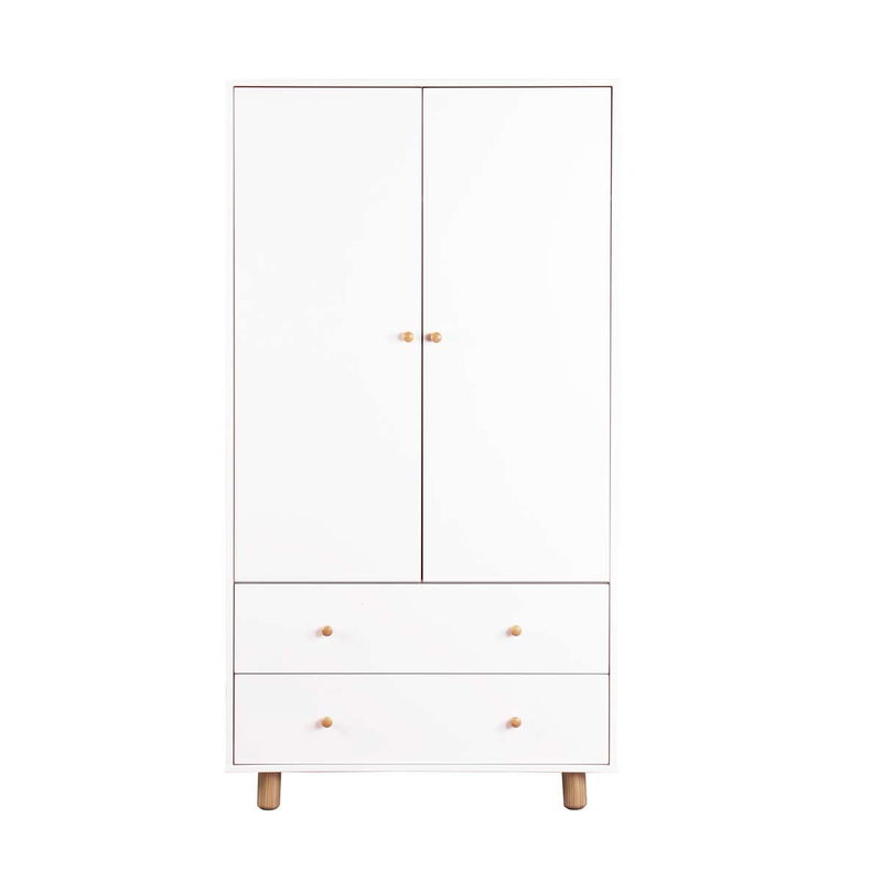 babyonlineshop Nature Kid Lina Kleiderschrank weiß / Kiefer 2-türig