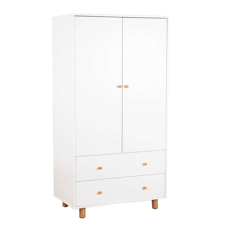 babyonlineshop Nature Kid Lina Kleiderschrank weiß / Kiefer 2-türig Tiefpreis