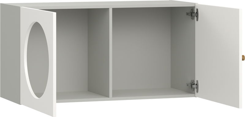 babyonlineshop Vox RELI - Wandregal breit mit Frontoptionen: 2 Griff: Eiche Gehäuse: Grau Front: Alabasterweiß Kostenlose Rückgabe