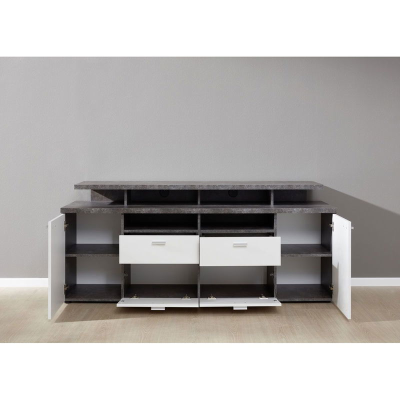 babyonlineshop trendteam Mood TV-Lowboard Weiß Melamin / Stone dunkel Zeitbegrenzte Promotion