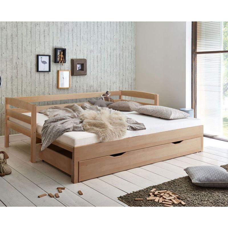 babyonlineshop Relita EMILIA Einzelbett Buche massiv Natur 90/180 x 200 cm ausziehbar Bis zu 50% Rabatt