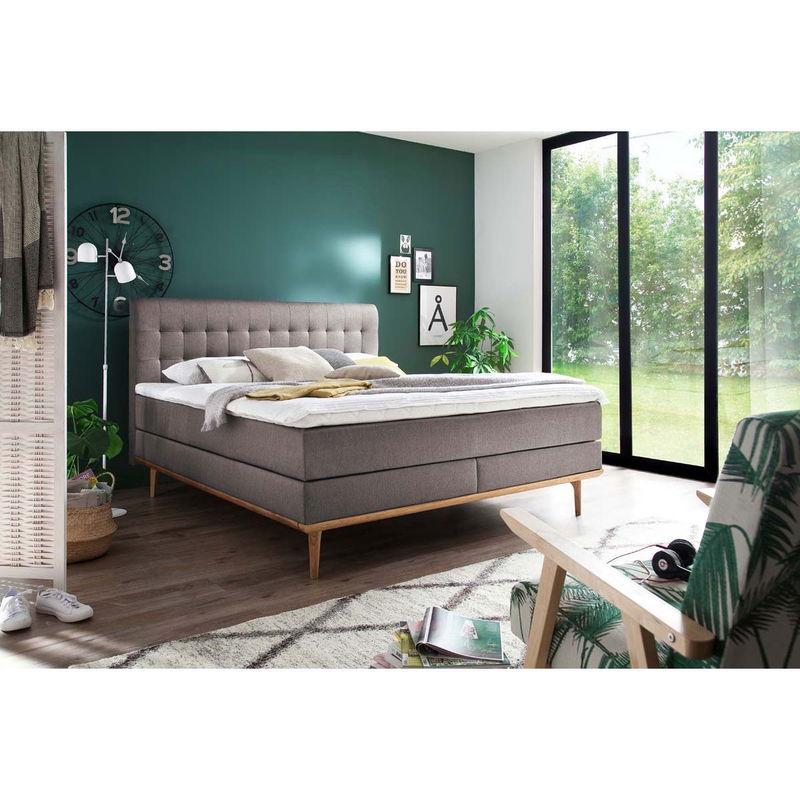 babyonlineshop Meise Möbel Massello Boxspringbett 180 x 200 cm taupe Stoff - inklusive Lieferung