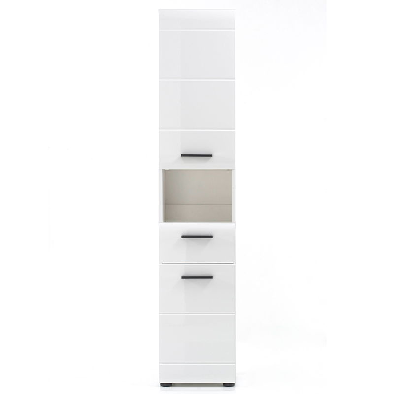 babyonlineshop trendteam Skin Hochschrank offenes Fach Weiß Hochglanz