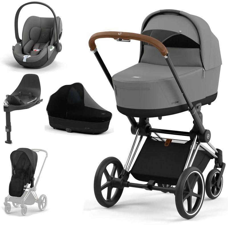 babyonlineshop CYBEX PRIAM Kinderwagen Mirage Grey Bundle New Generation inkl. 7 Zubehörartikel