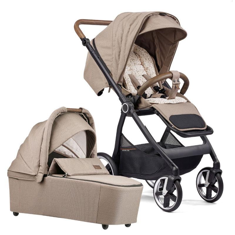babyonlineshop Gesslein INDY M2 Swing Kinderwagen Gestell schwarz mit Panorama Lyx Babywanne Farbe wählbar