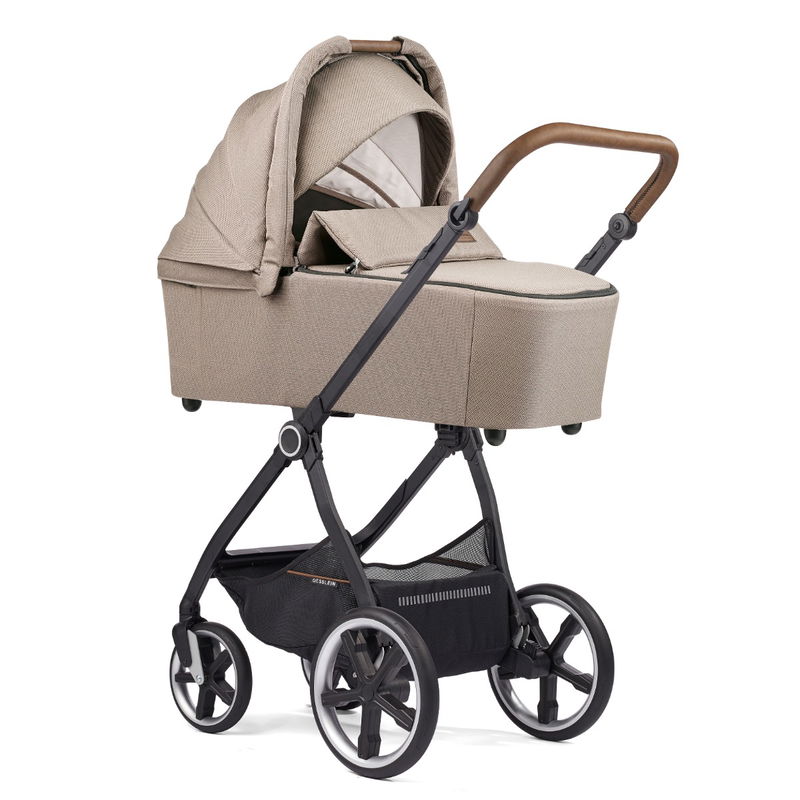 babyonlineshop Gesslein INDY M2 Swing Kinderwagen Gestell schwarz mit Panorama Lyx Babywanne Farbe wählbar Black Friday