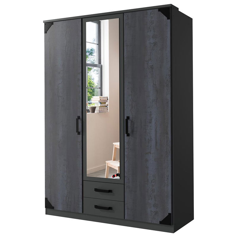 babyonlineshop Wimex Bochum Kleiderschrank 135 cm Graphit/digi-steel-Optik