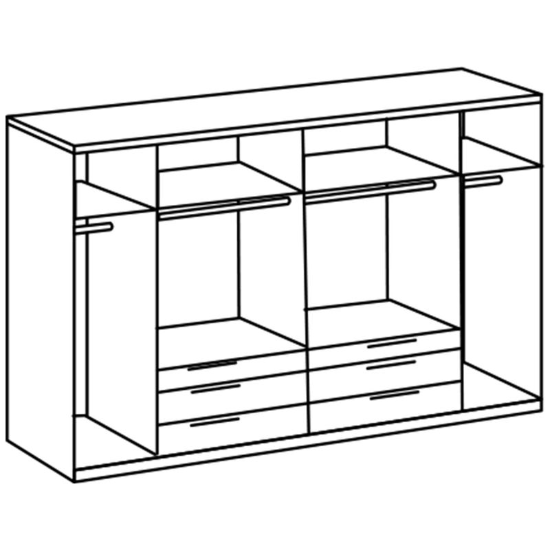 babyonlineshop Wimex Detroit Kleiderschrank 300 cm 4 Spiegel Plankeneiche Dekor/Raw steel Neuheiten