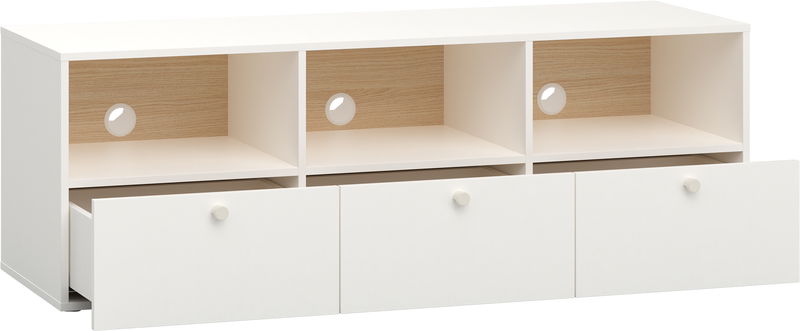 babyonlineshop Vox RELI - Schrank RTV breit mit Griff / Alabasterweiß Eiche hell Riesige Ersparnisse