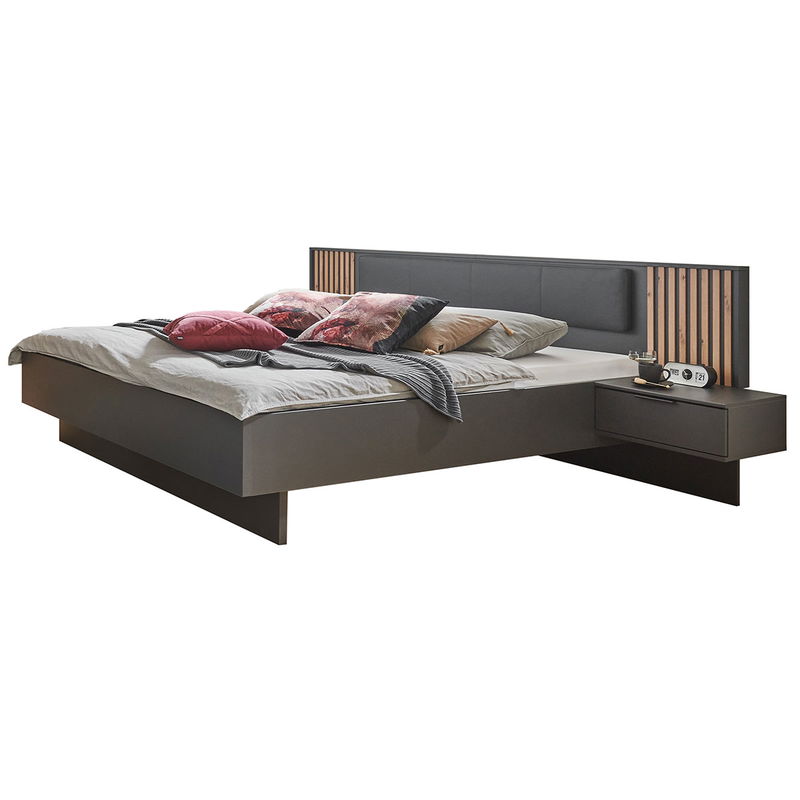 babyonlineshop Wimex ancona Futonbett 180 x 200 cm inkl. Nachtschränke Graphit/Artisan-Eiche Dekor