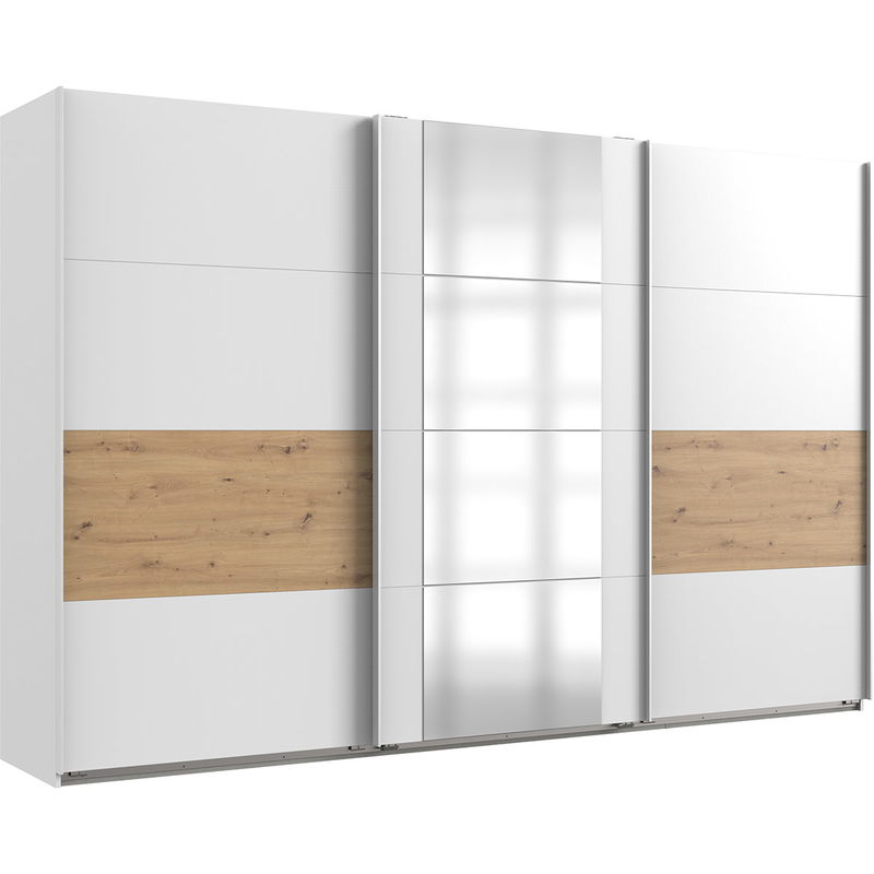babyonlineshop Wimex Barmbek Schwebetürenschrank 313x208 cm Weiß/Artisan-Eiche Dekor