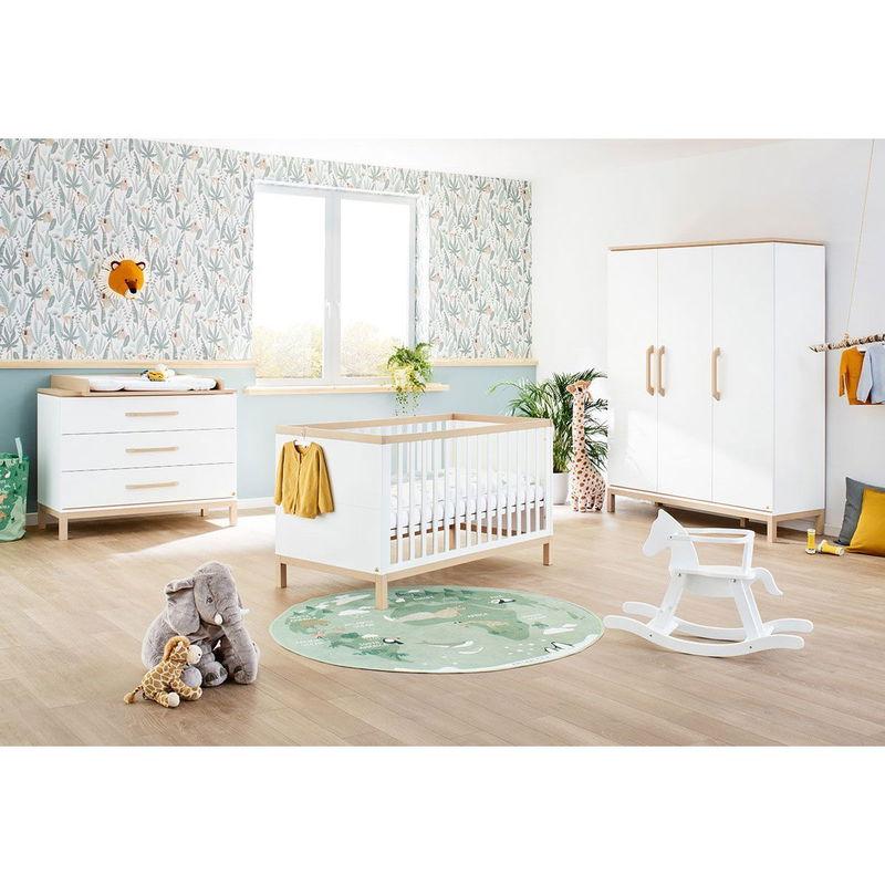 babyonlineshop Pinolino Light Kinderzimmer breit groß - 3T Weiß/Kiefer massiv