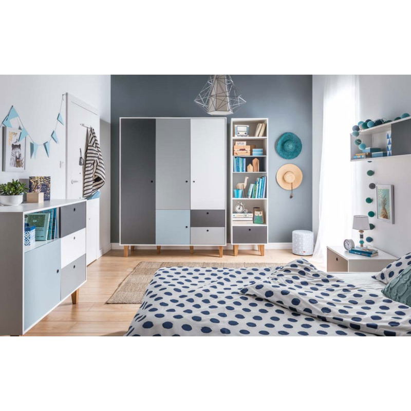 babyonlineshop VOX Concept Jugendzimmer 3türig sky blue white/grey/graphite