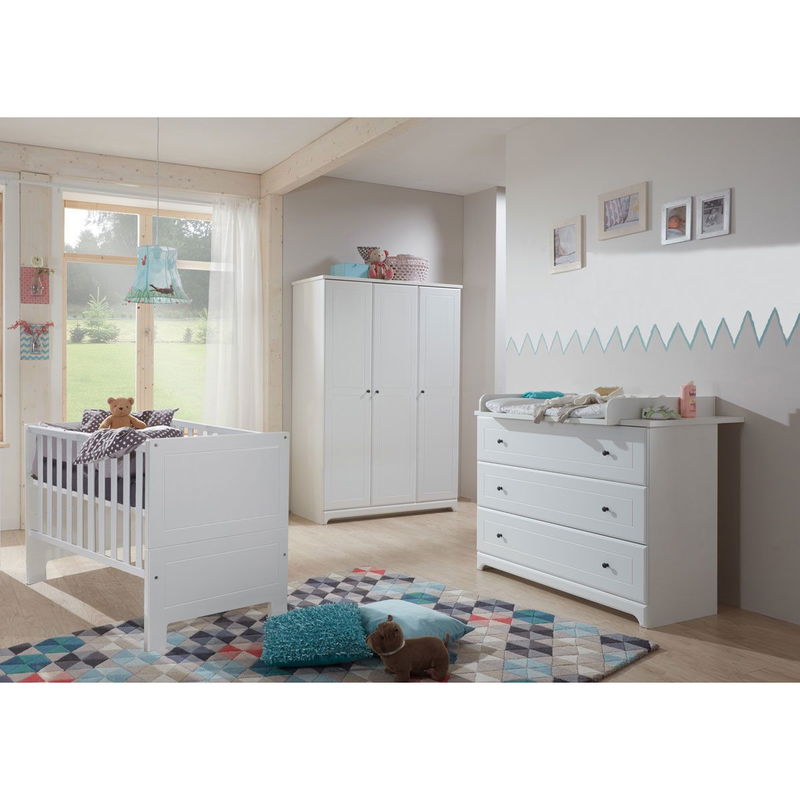 babyonlineshop Arthur Berndt Thilo Kinderzimmer 3-teilig MDF Weiß mit Kantenfräsung