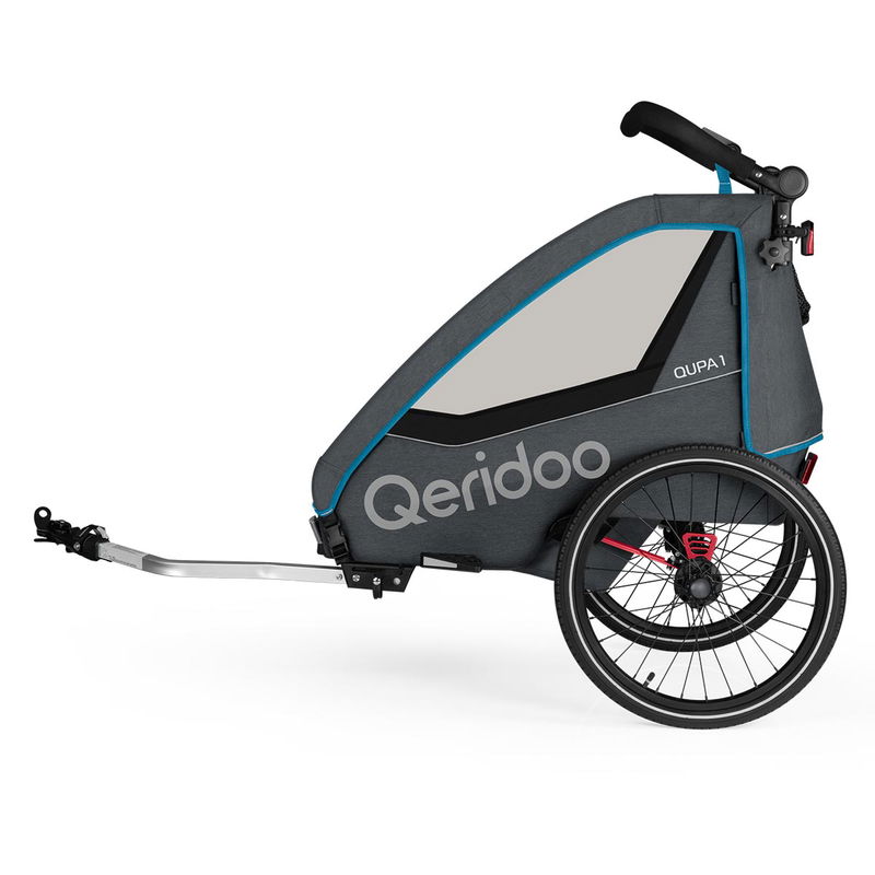 babyonlineshop Qeridoo Qupa1 Blue Fahrradanhänger 360-Grad-Buggyrad und Deichsel 2023