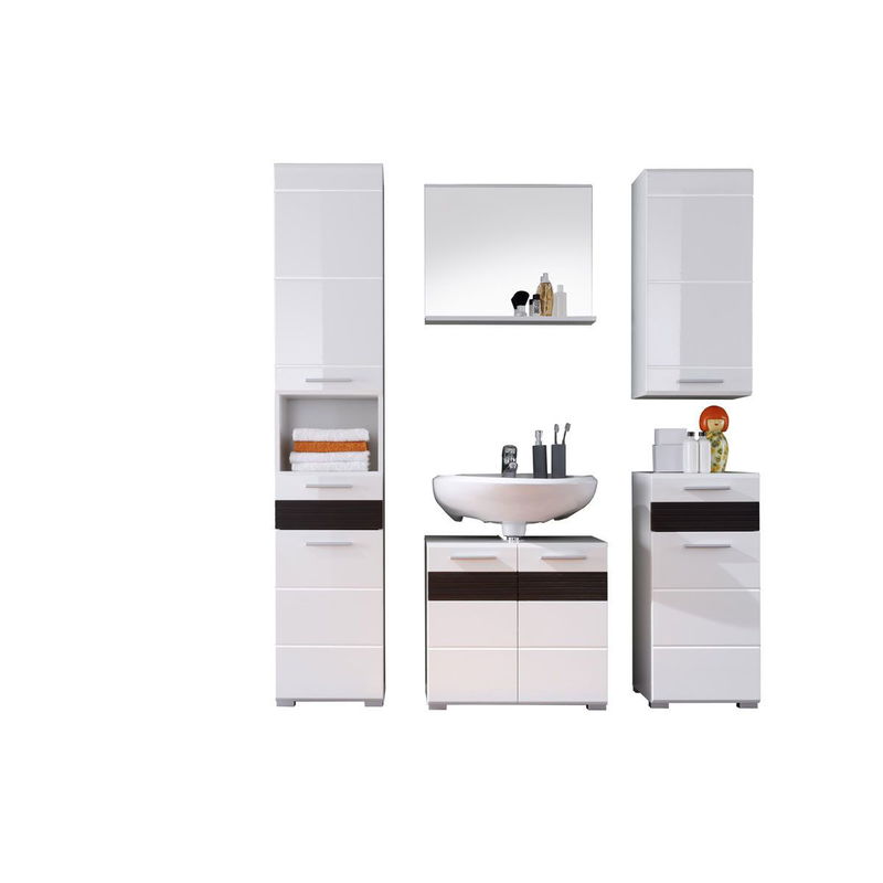babyonlineshop trendteam Mezzo Badmöbel-Set Weiß / Melinga Dark Oak