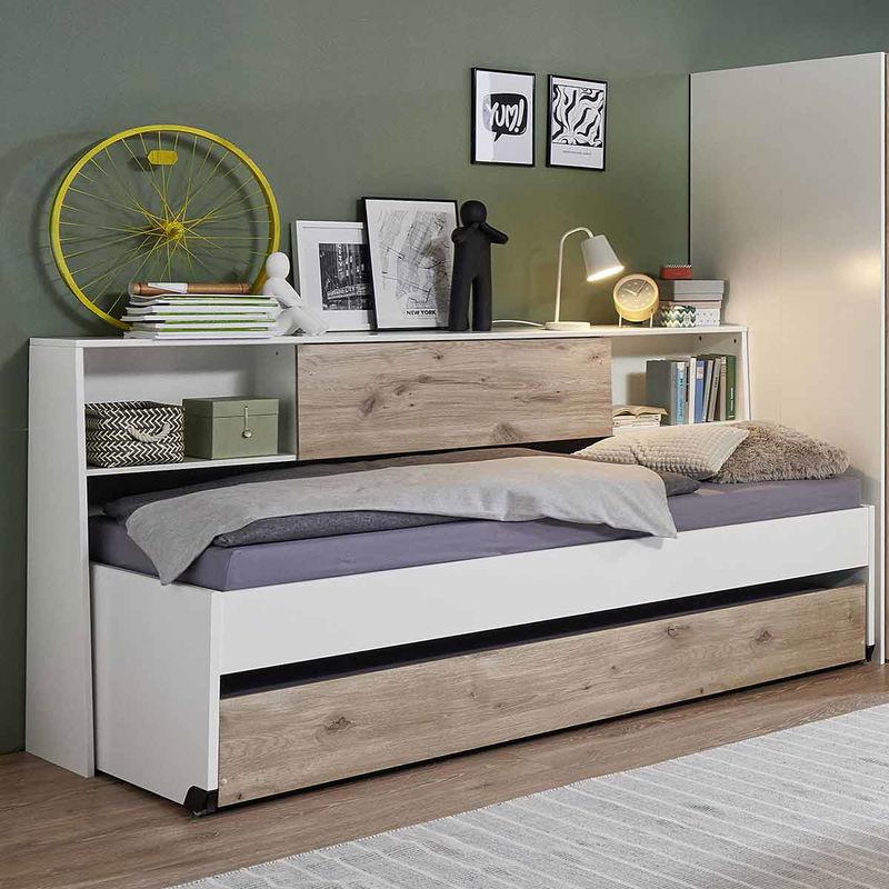 babyonlineshop Wimex Norderney Bett 120 x 200 cm Weiß/Viking-oak Dekor