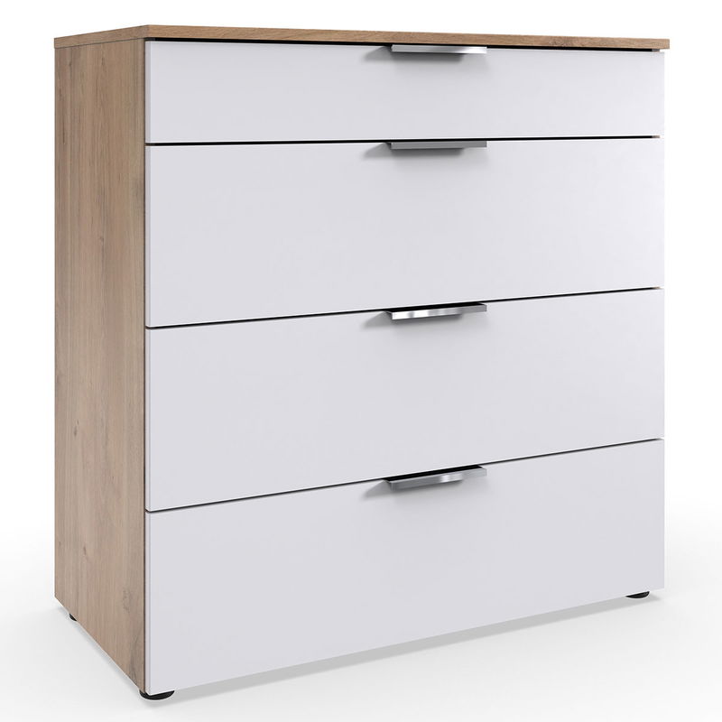 babyonlineshop Wimex level36 A Schubkastenkommode 81 cm 4S Weiß/Plankeneiche Dekor Bis zu 50% Rabatt