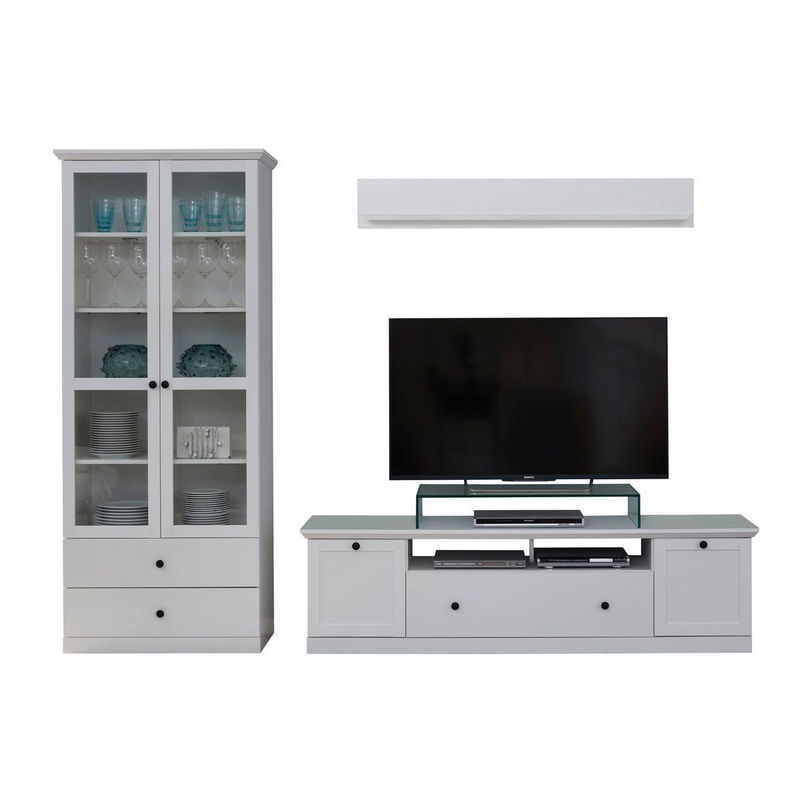 babyonlineshop trendteam Baxter Anbauwand 3-teilig weiß Dekor