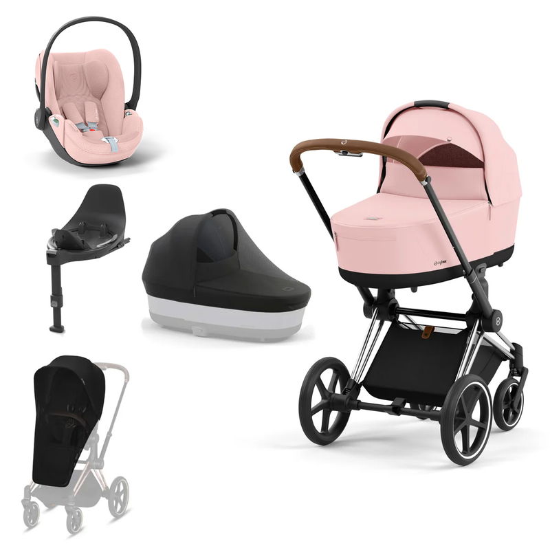 babyonlineshop CYBEX PRIAM Kinderwagen Peach Pink Bundle New Generation inkl. Zubehörartikel