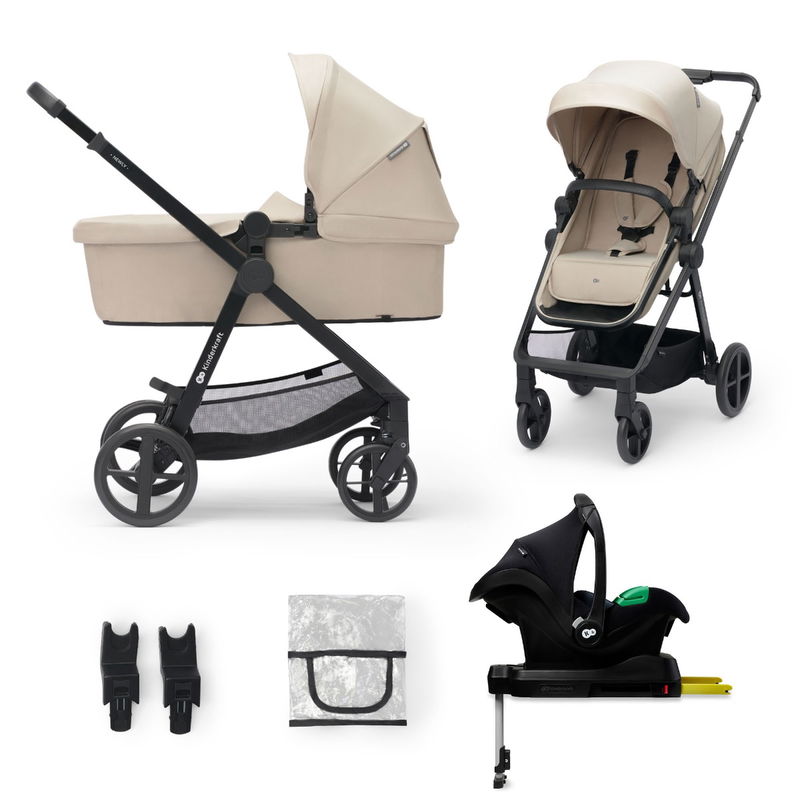 babyonlineshop Kinderkraft Kinderwagen 4in1 NEWLY Mink Pro sand beige + base