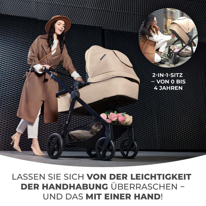 babyonlineshop Kinderkraft Kinderwagen 4in1 NEWLY Mink Pro sand beige + base Blitzverkäufe