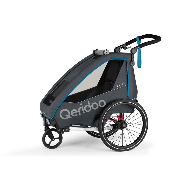 babyonlineshop Qeridoo Qupa1 Blue Fahrradanhänger 360-Grad-Buggyrad und Deichsel
