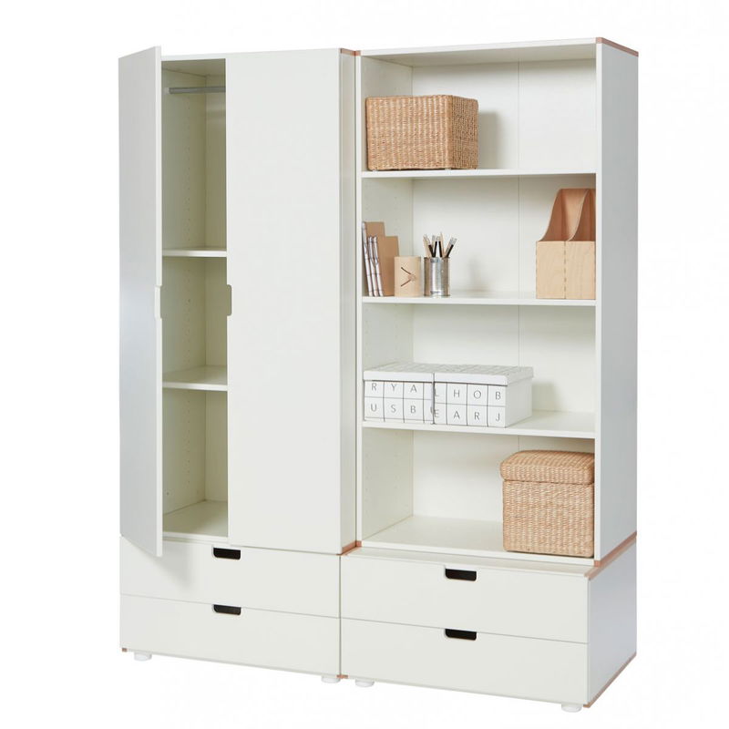 babyonlineshop Manis-h Kleiderschrank ZEUS 2 Türen + Regal mit 4 Schubkästen