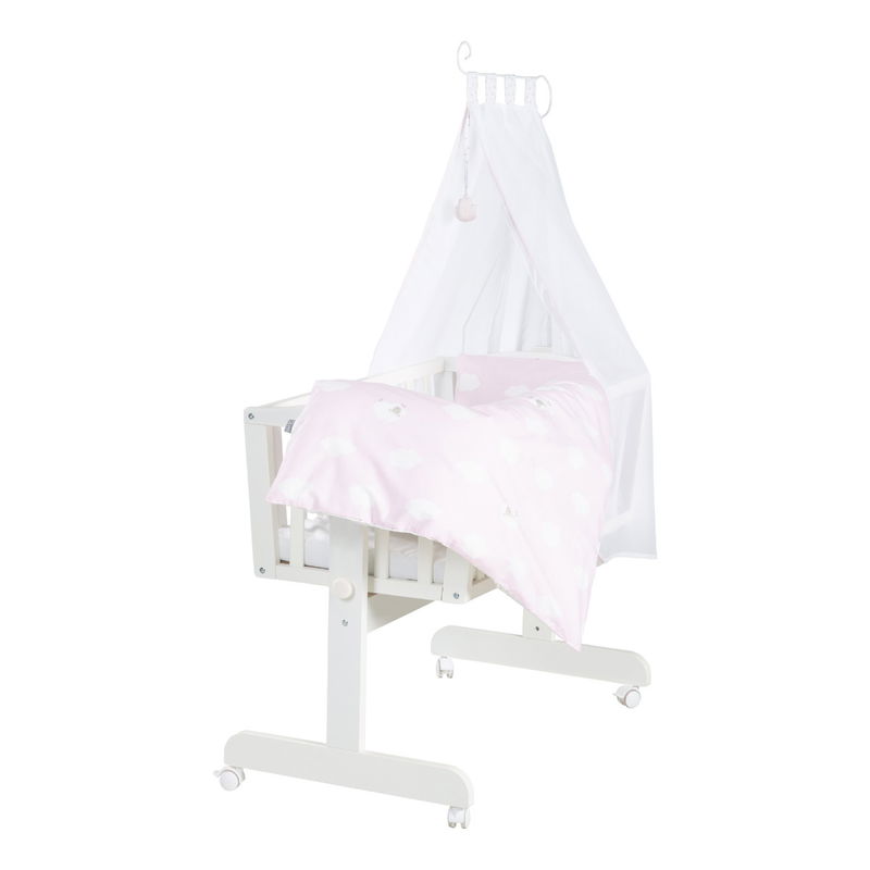 babyonlineshop Roba Komplettwiegenset weiß inklusive textiler Ausstattung Kleine Wolke rosa Riesige Ersparnisse