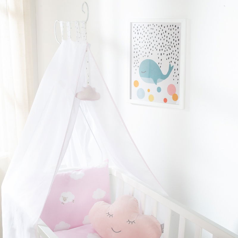 babyonlineshop Roba Komplettwiegenset weiß inklusive textiler Ausstattung Kleine Wolke rosa Riesige Ersparnisse