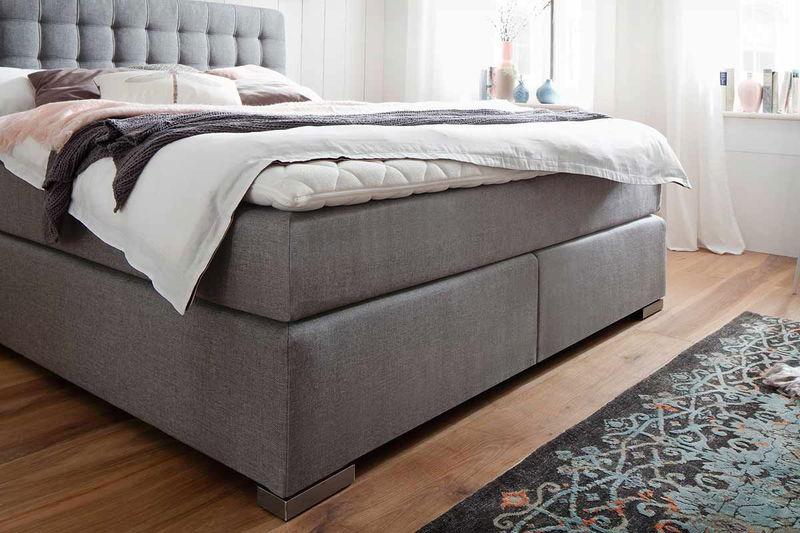 babyonlineshop Meise Lenno Boxspringbett 180 x 200 cm grau Stoff Kopfteil gesteppt & gratis Lieferung Letzte 2 Tage